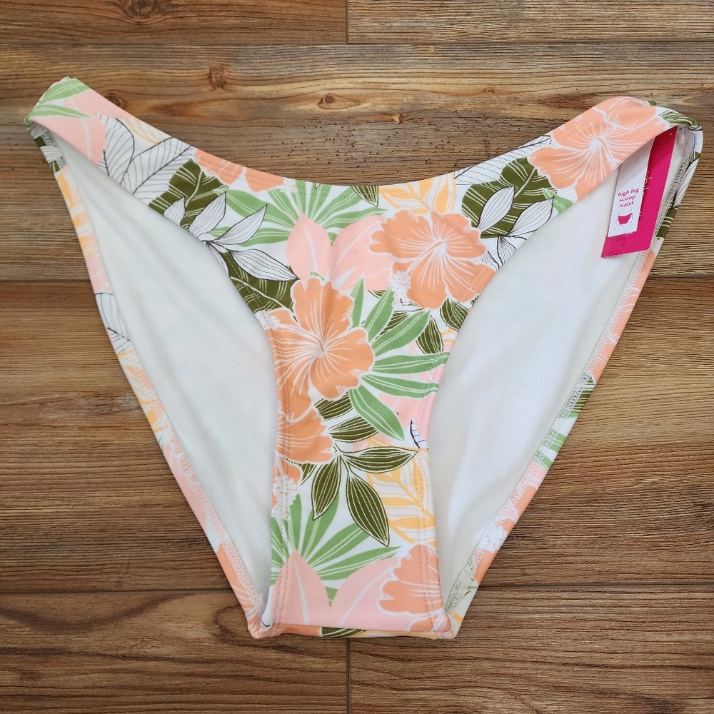Xhilaration Bikini Bottom Womens XL Peach Floral NEW